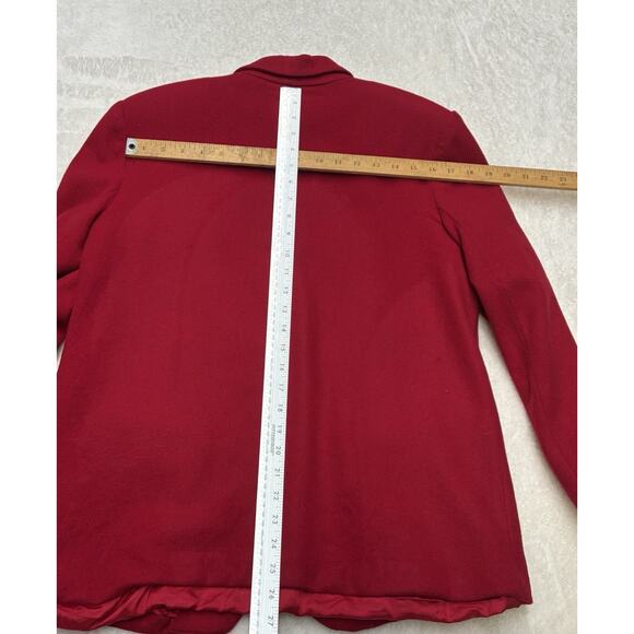 Vtg Womens Blazer Red 100% Wool Lined Single Breasted Size 12 Holiday Christmas - Picture 4 of 7